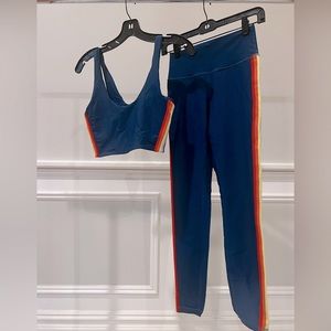 Blue with rainbow stripes activewear sports suit